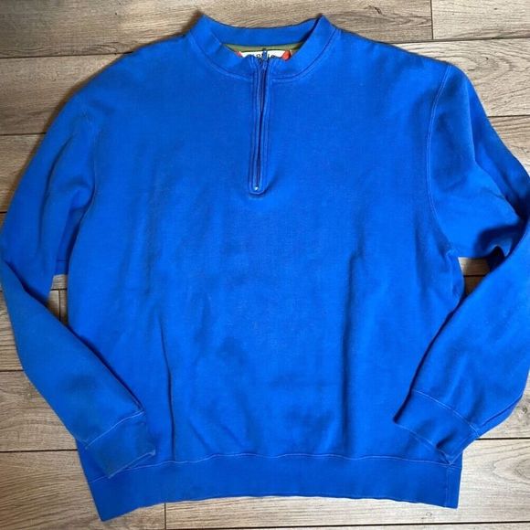 Orvis Mens Blue 1/4 Zip Long Sleeve Mock Neck Pullover Sweater Sweatshirt~XL - Picture 1 of 5